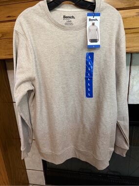 Bench Men's Cream Waffle-Knit Crewneck Sweater